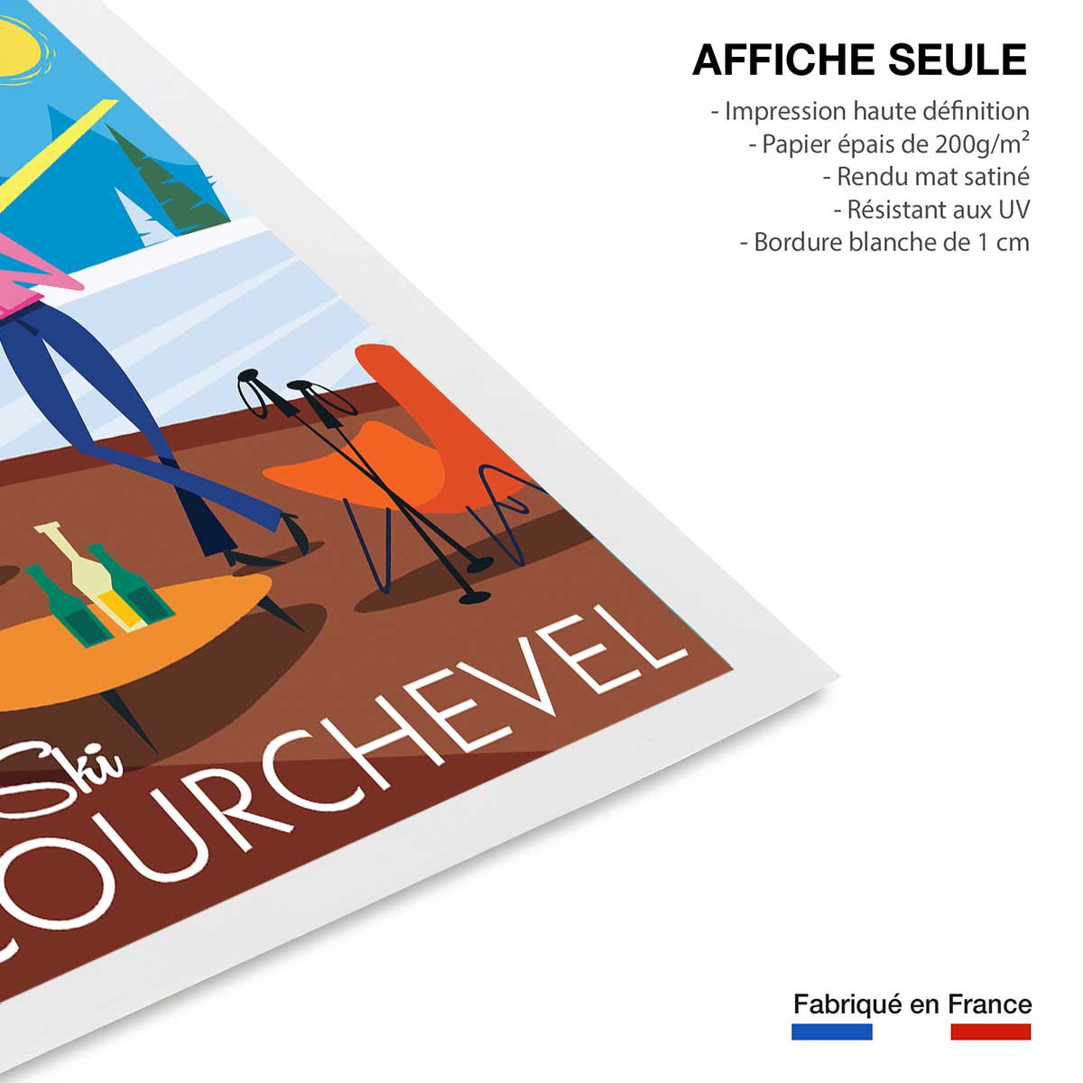 Affiche Ski à Courchevel affiche seule, HEXOA