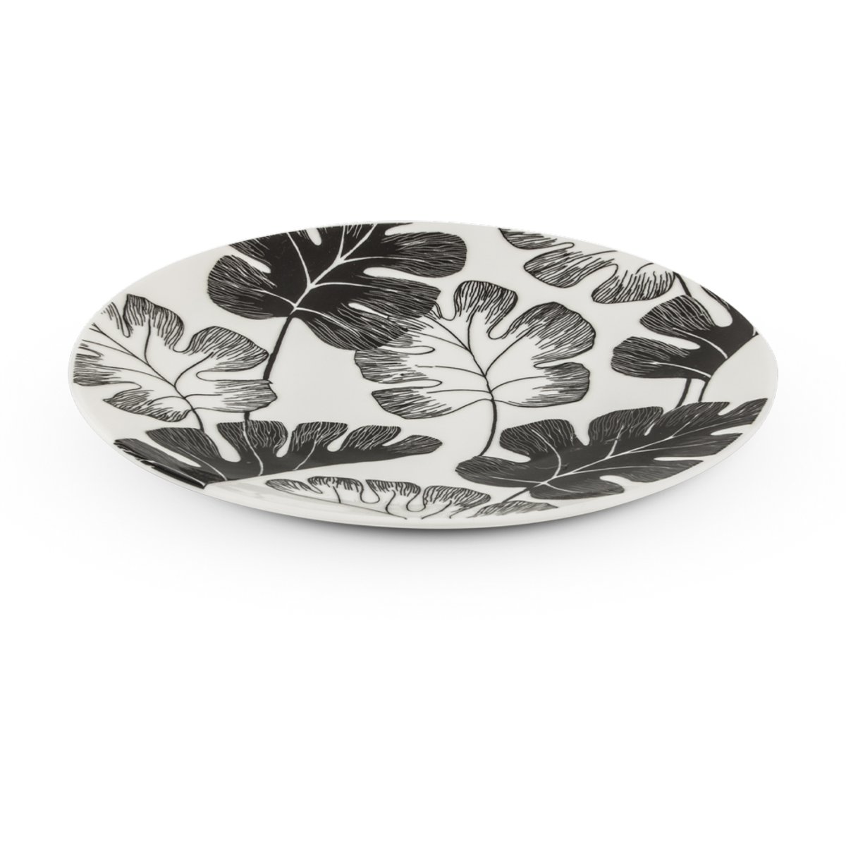 Service de table 18 pièces en porcelaine fine - Leaf noir/blanc, LAGUIOLE CUISSON