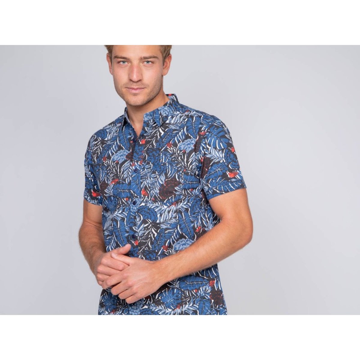 Chemise Manches Courtes Pur Coton Dino bleu marine, RITCHIE