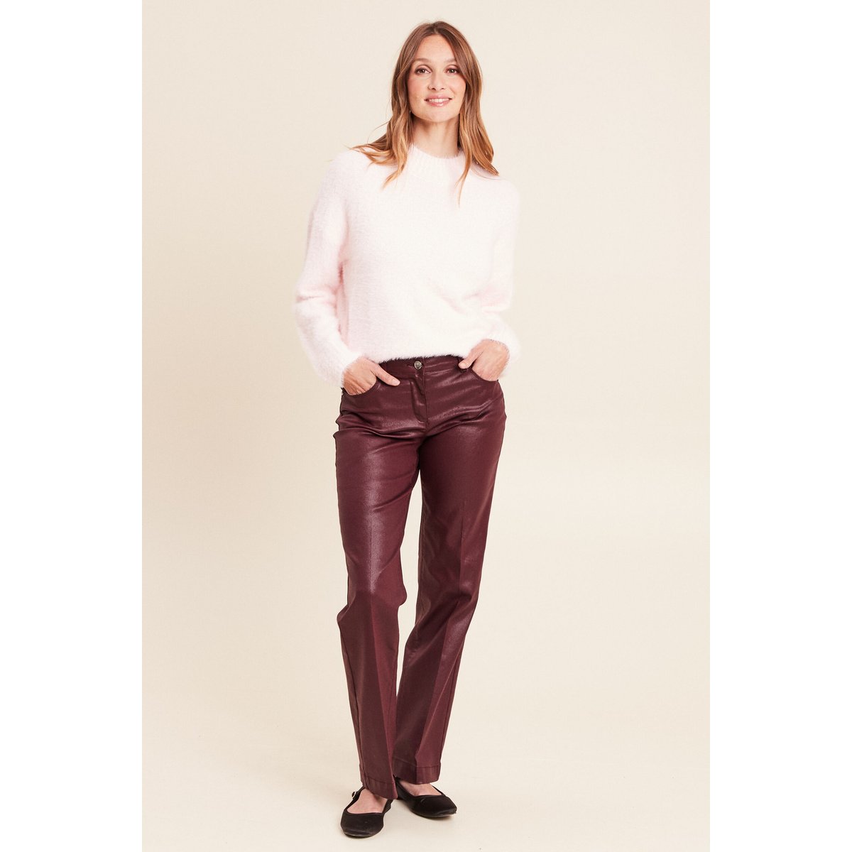 Pull col montant rose clair, BREAL