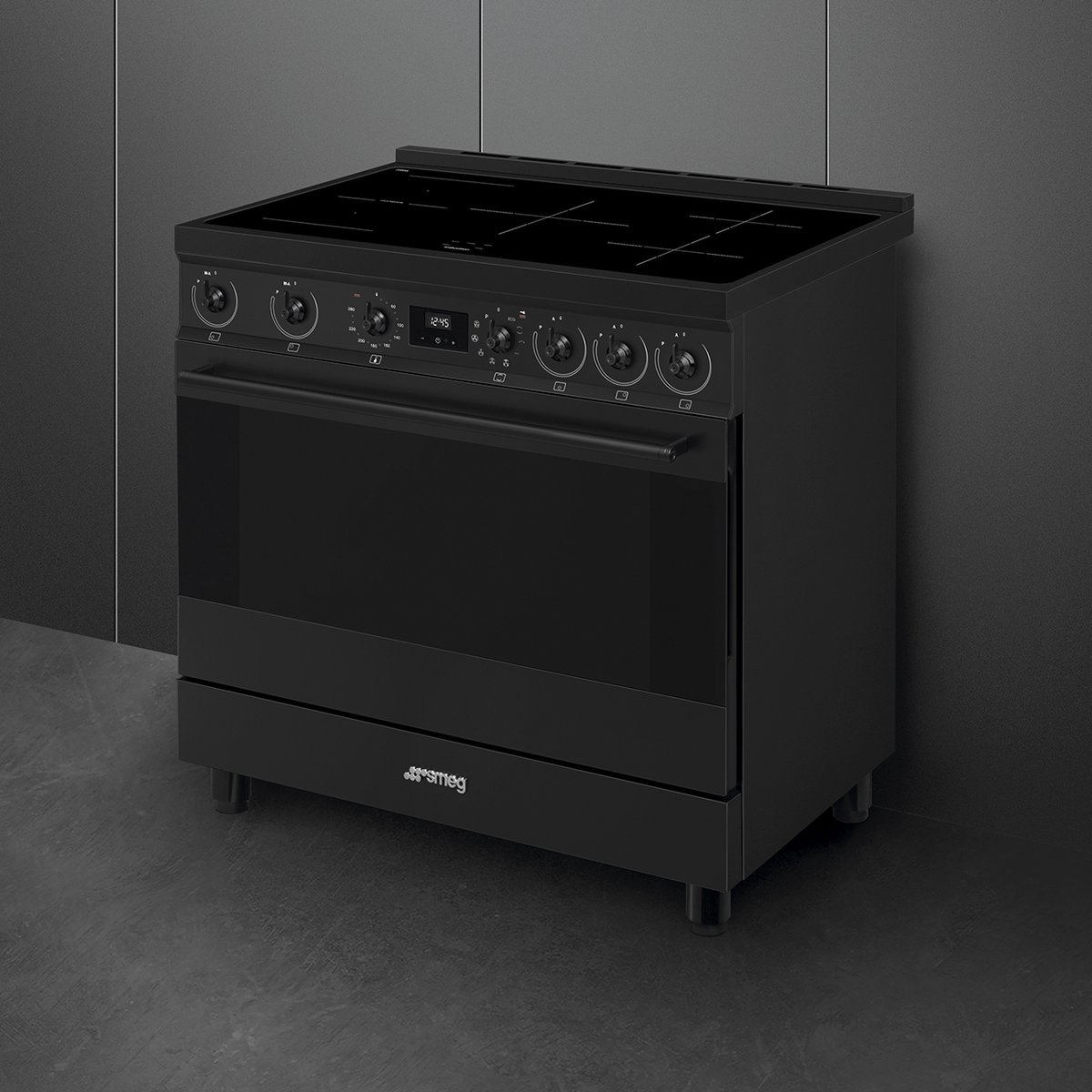 Piano de cuisson induction 5 feux 90 cm C9IPN2 noir mat, SMEG