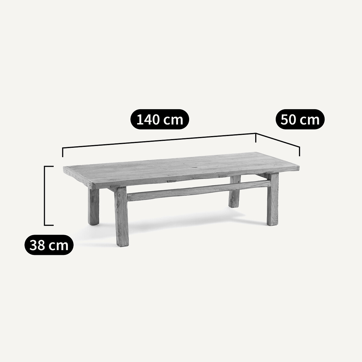 Table basse en orme massif recyclé Sumiko naturel, AM.PM