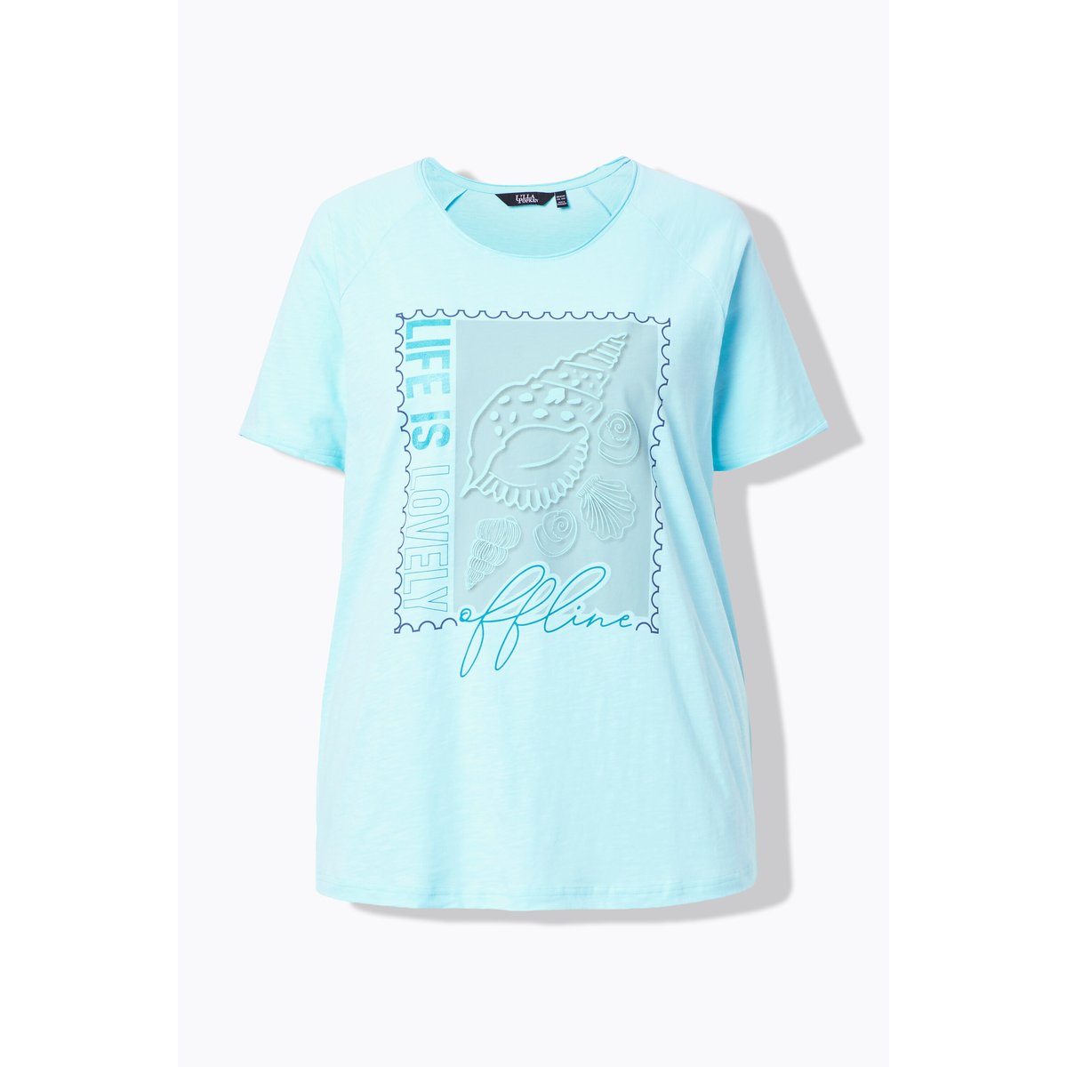 T-shirt motif coquillage turquoise pâle, ULLA POPKEN