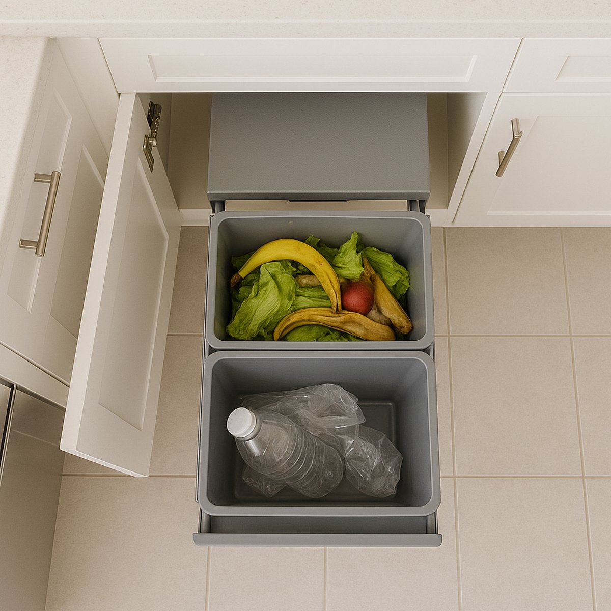 Poubelle tri sélectif encastrée HYPE gris, KITCHEN MOVE
