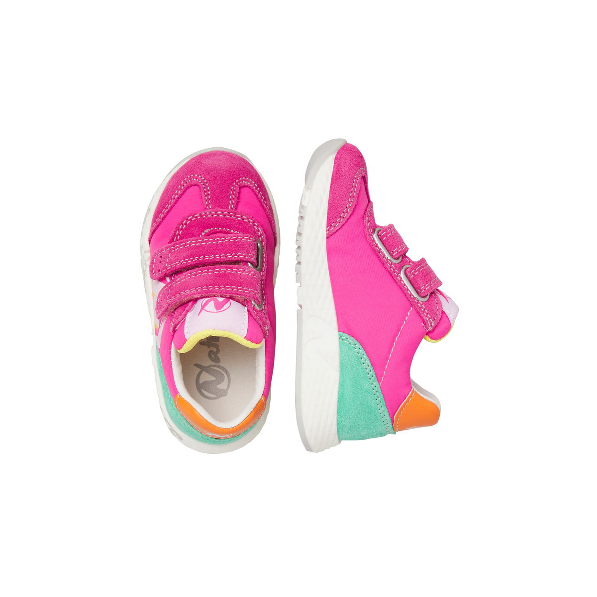 Sneakers en cuir et tissu JESKO 2 VL. fuchsia-blanc, NATURINO