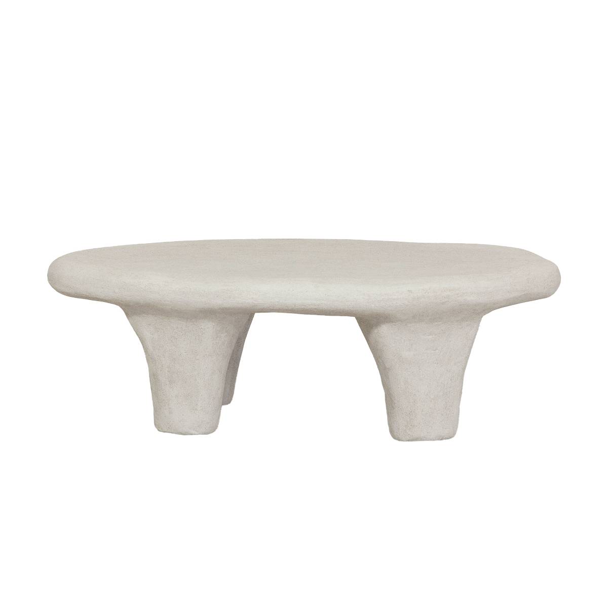 Table basse en bois effet béton ovale DANAÉ blanc, MADE IN MEUBLES