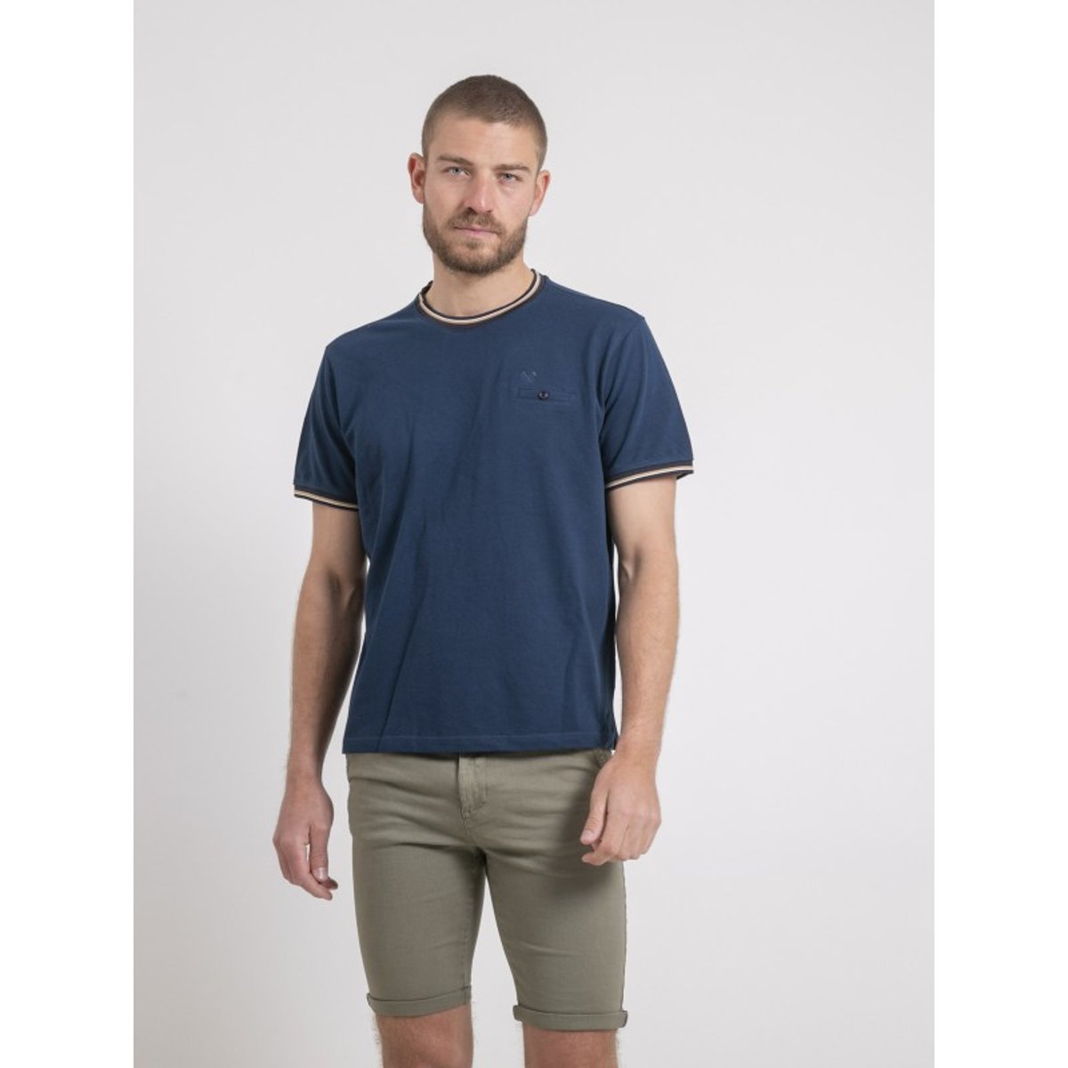 T-shirt Col Rond Pur Coton Necamix bleu, RITCHIE