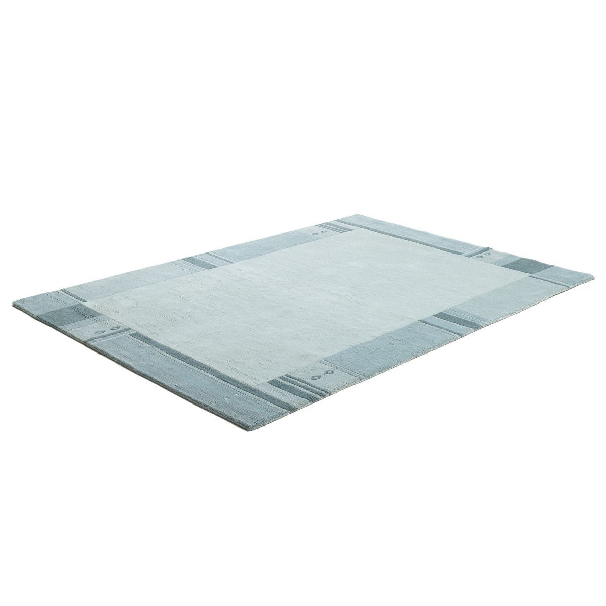 Tapis en laine vierge noué à la main bleu clair, THEKO