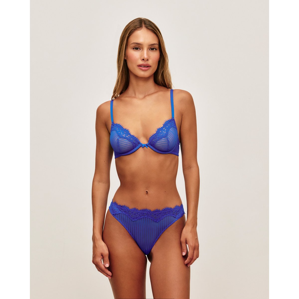 Soutien-gorge corbeille en mesh rayé ACADEMIZ bleu, UNDIZ