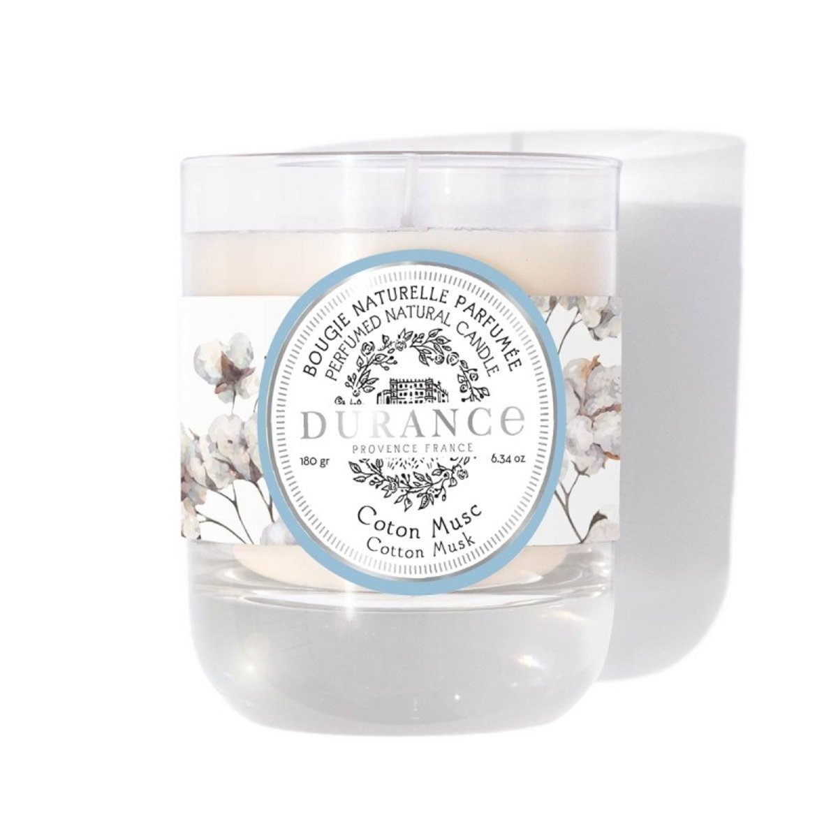Bougie parfumée COTON MUSC couleur unique, DURANCE