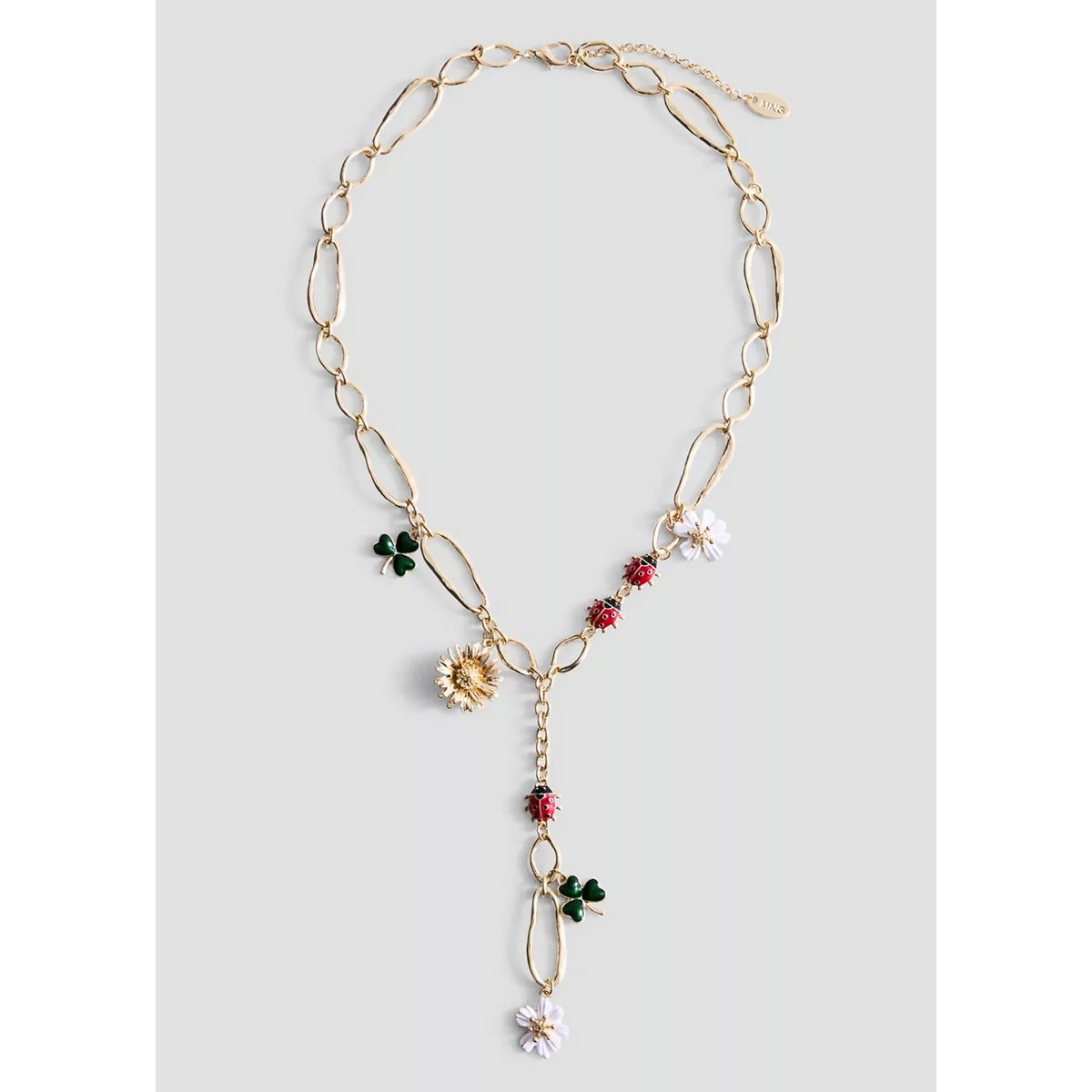 Collier perles fleurs or, MANGO