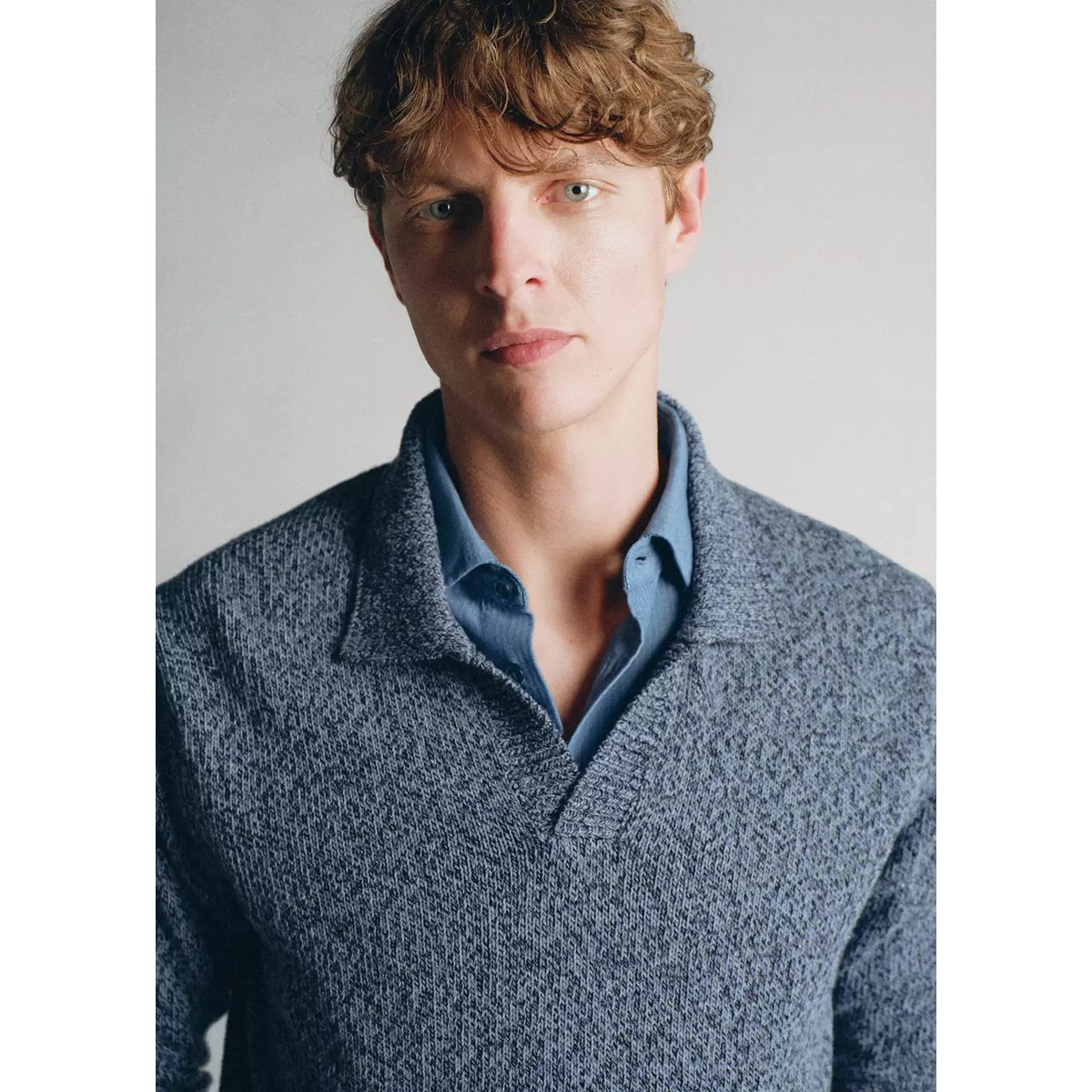 Polo en jersey 100 % filé Pinori Filati bleu indigo, MANGO MAN