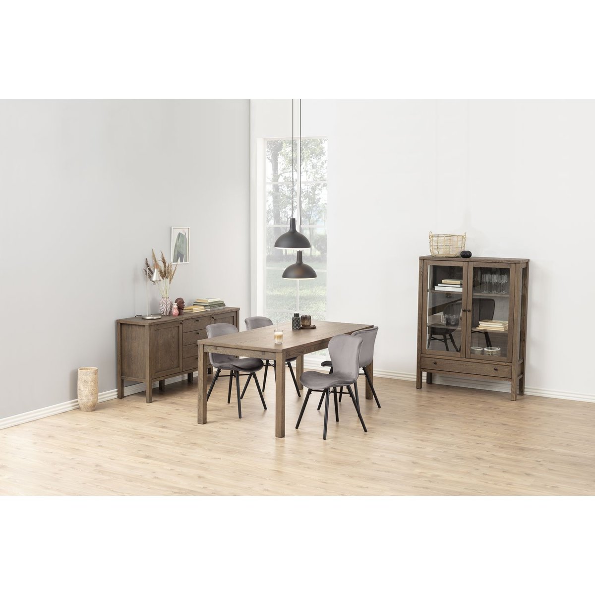 Lot de 2 chaises en velours et bois design moderne LUCIE gris, TOILINUX