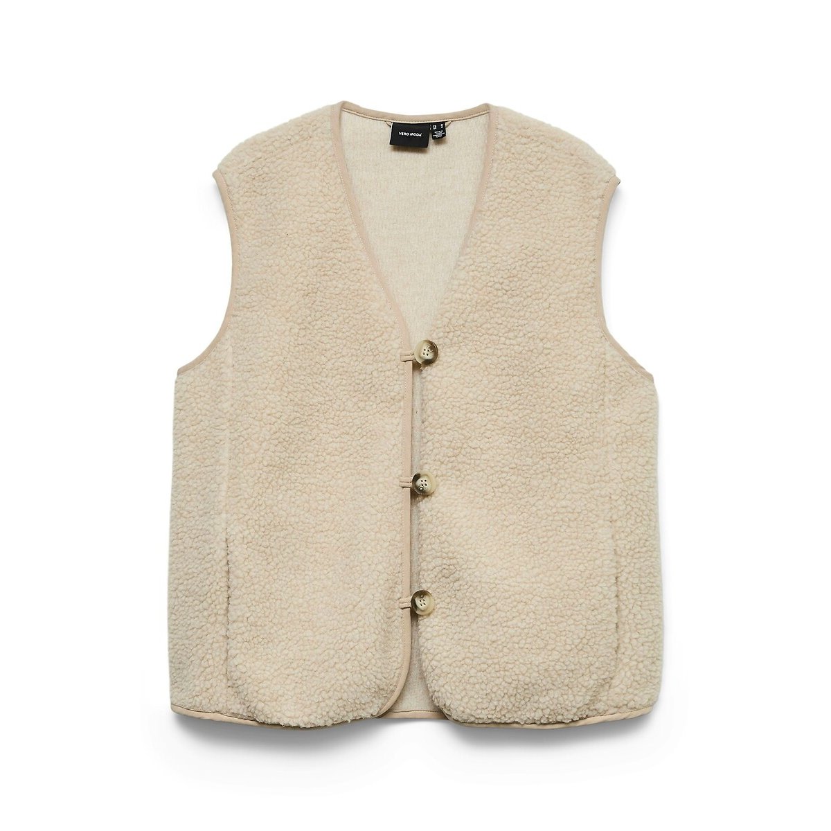 Gilet sans manches en sherpa ecru, VERO MODA