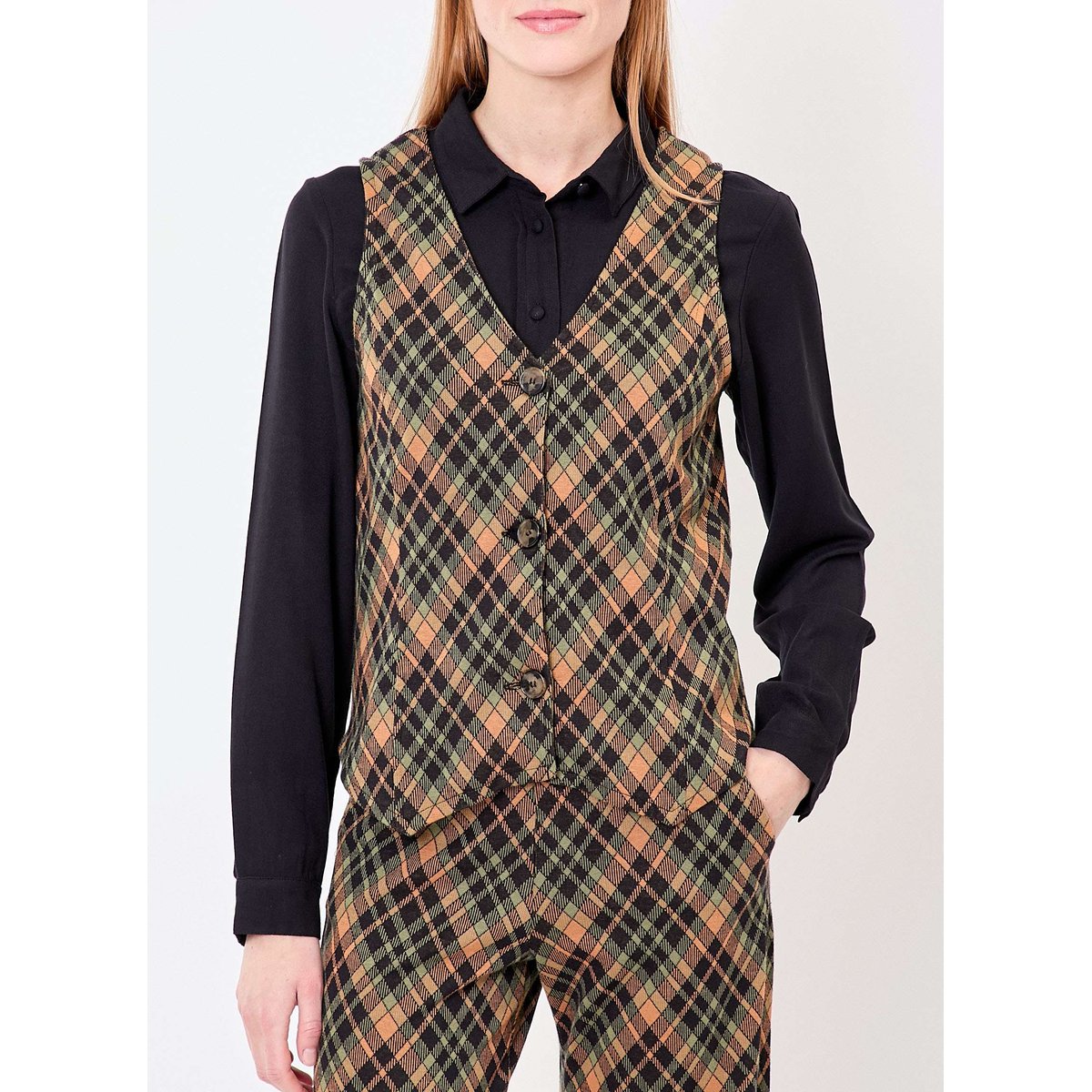Gilet de costume maille bio GISELE marron, PRINCESSE NOMADE