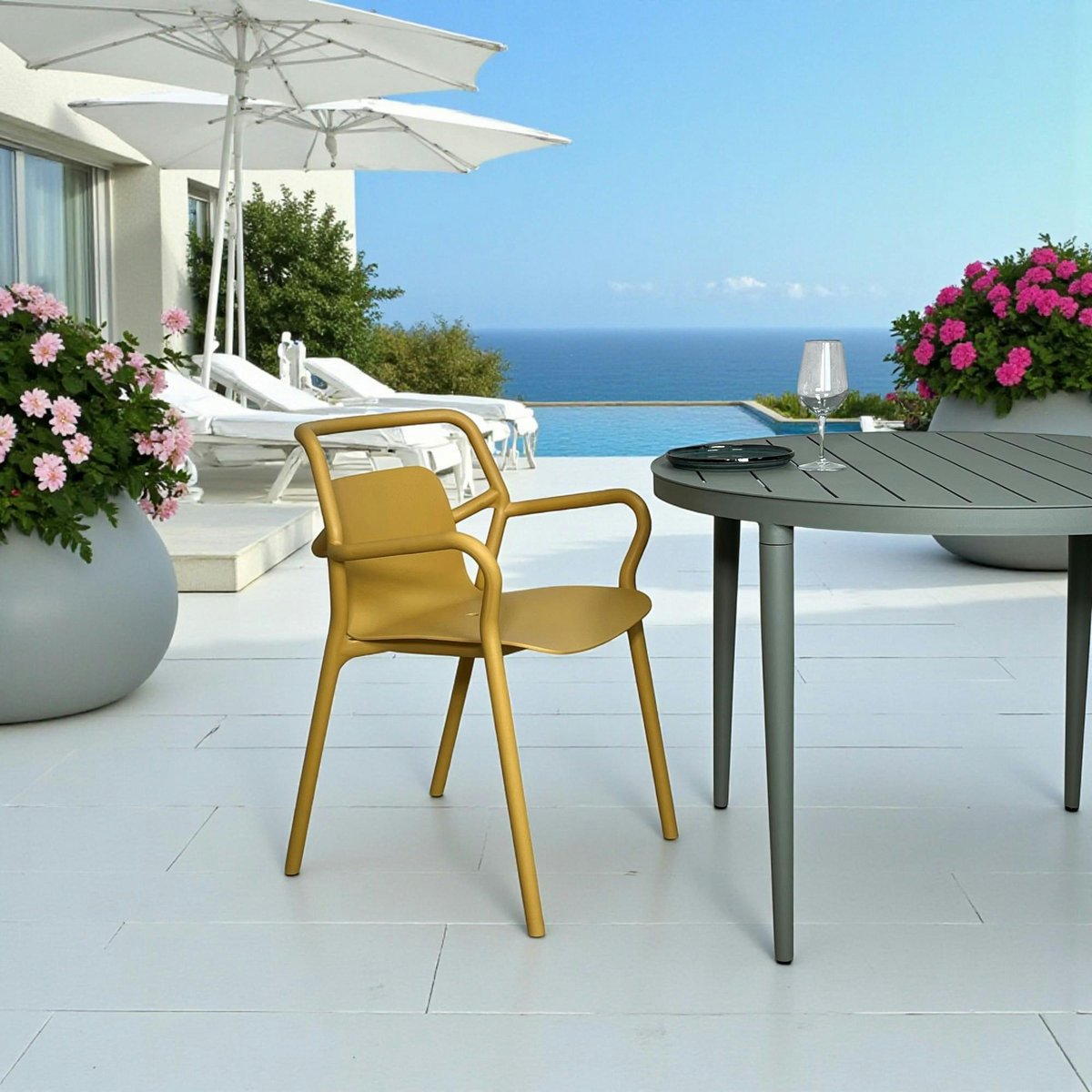 Chaise de jardin empilable (lot de 2) PINETO jaune, PIER IMPORT