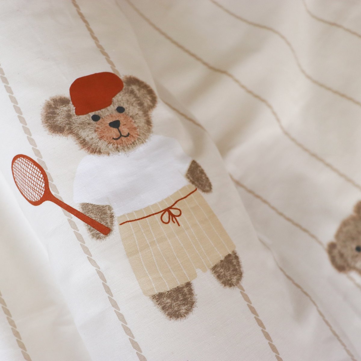 Parure de lit imprimée 100% coton, TEDDY BEAR beige, MATT ET ROSE