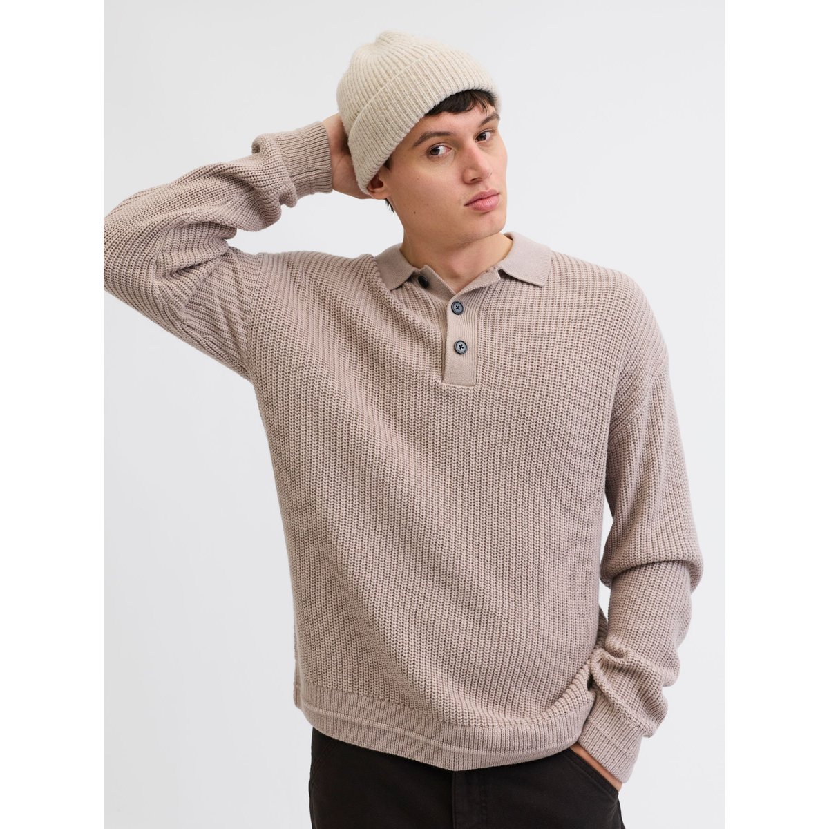Polo Tricoté grise - atmosphere, JACK & JONES