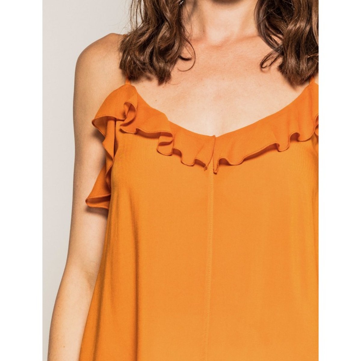 Caraco Fluide Avec Volant Fabula orange, DONA LISA