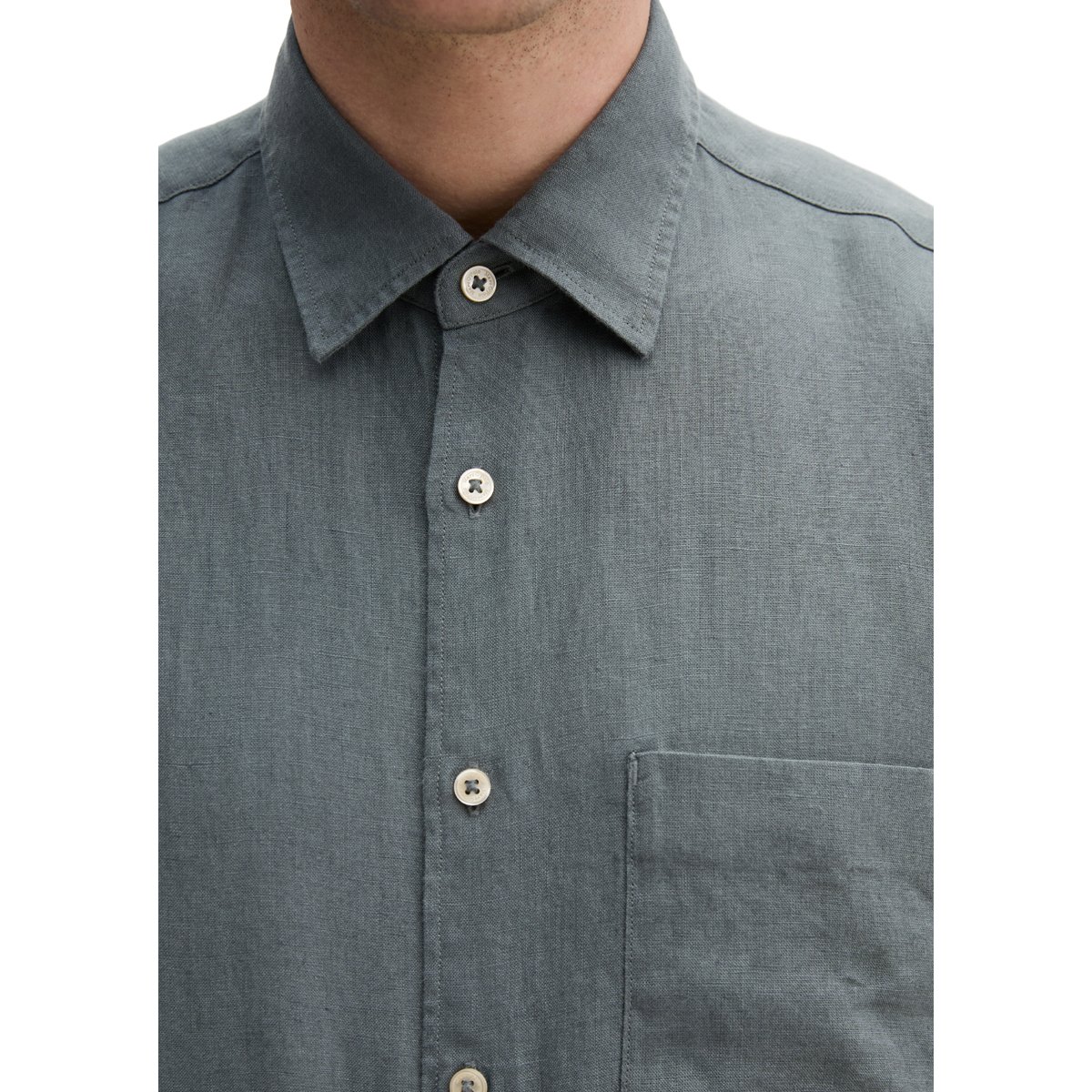 Chemise à manches courtes regular en pur lin gris foncé, MARC O'POLO