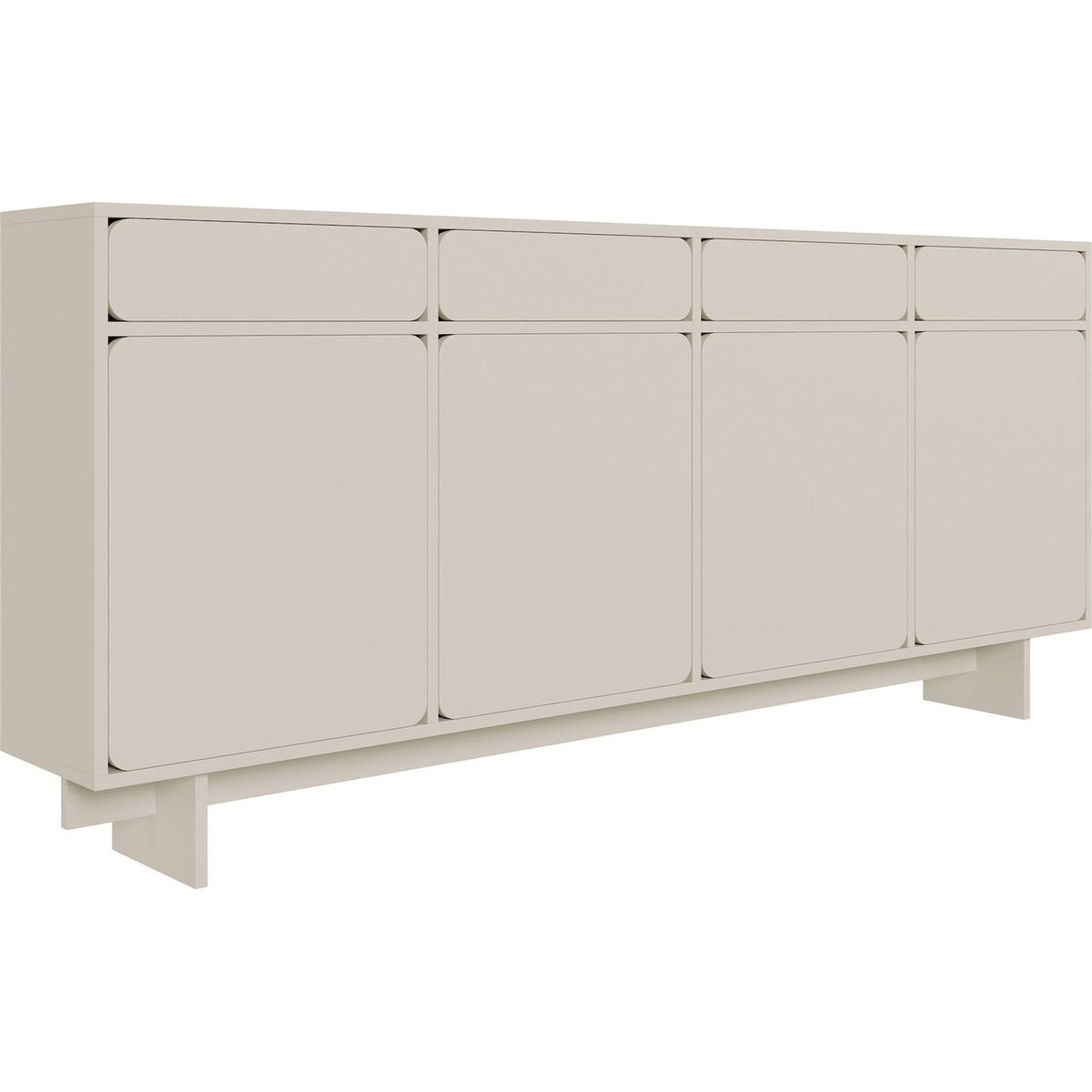 Buffet bas 4 portes 4 tiroirs collection WUWU gris beige, RECOLLECTION