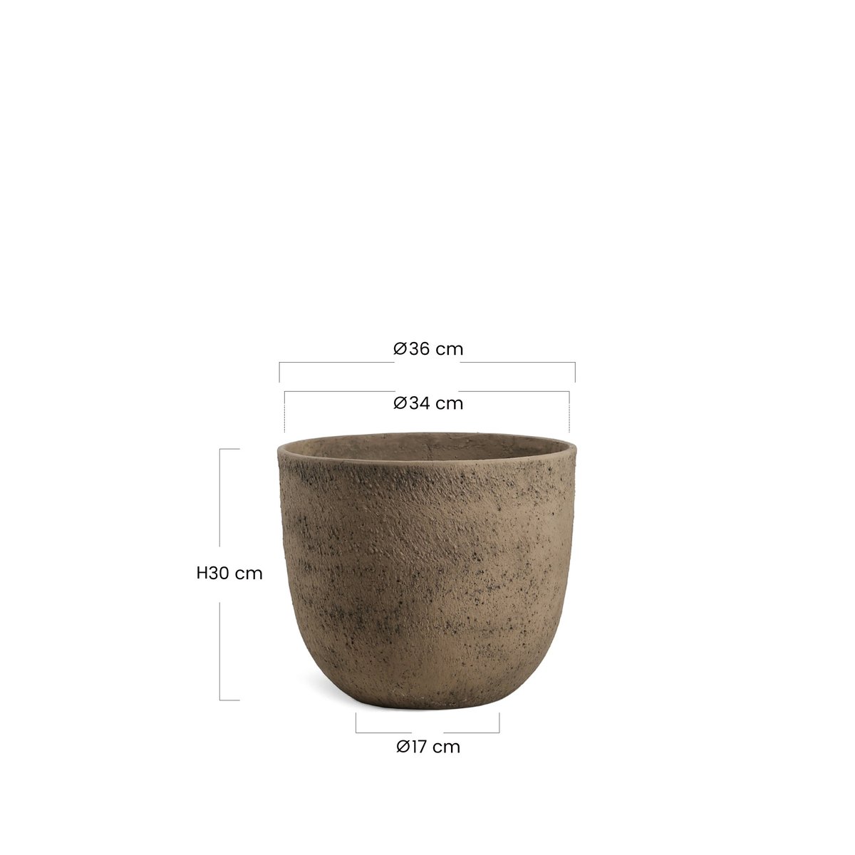 Cache-pot décoratif en ciment antique H30 TERRA marron clair, SIA DECO