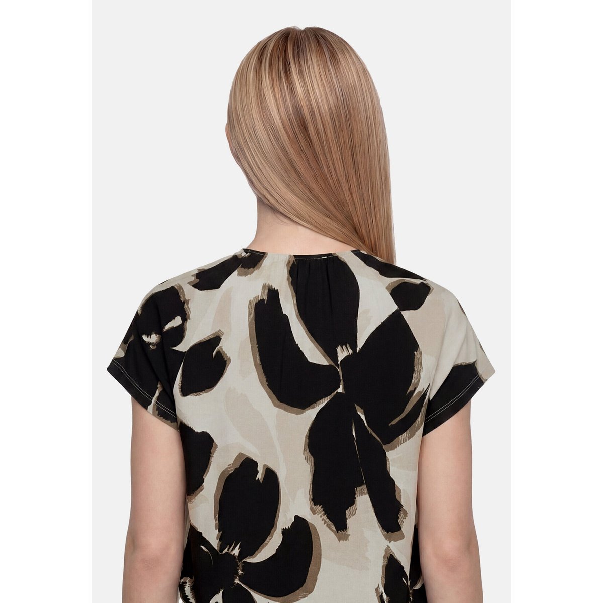 Haut imprimé à élastique beige/noir, BETTY BARCLAY