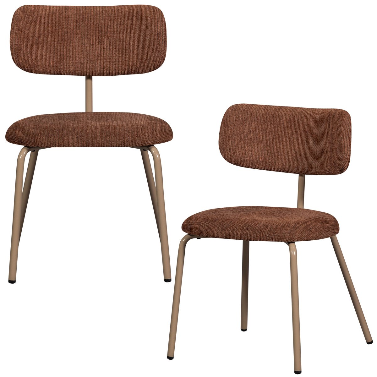 Lot de 2 chaises de table en polyester TRAVIS marron, WOOOD