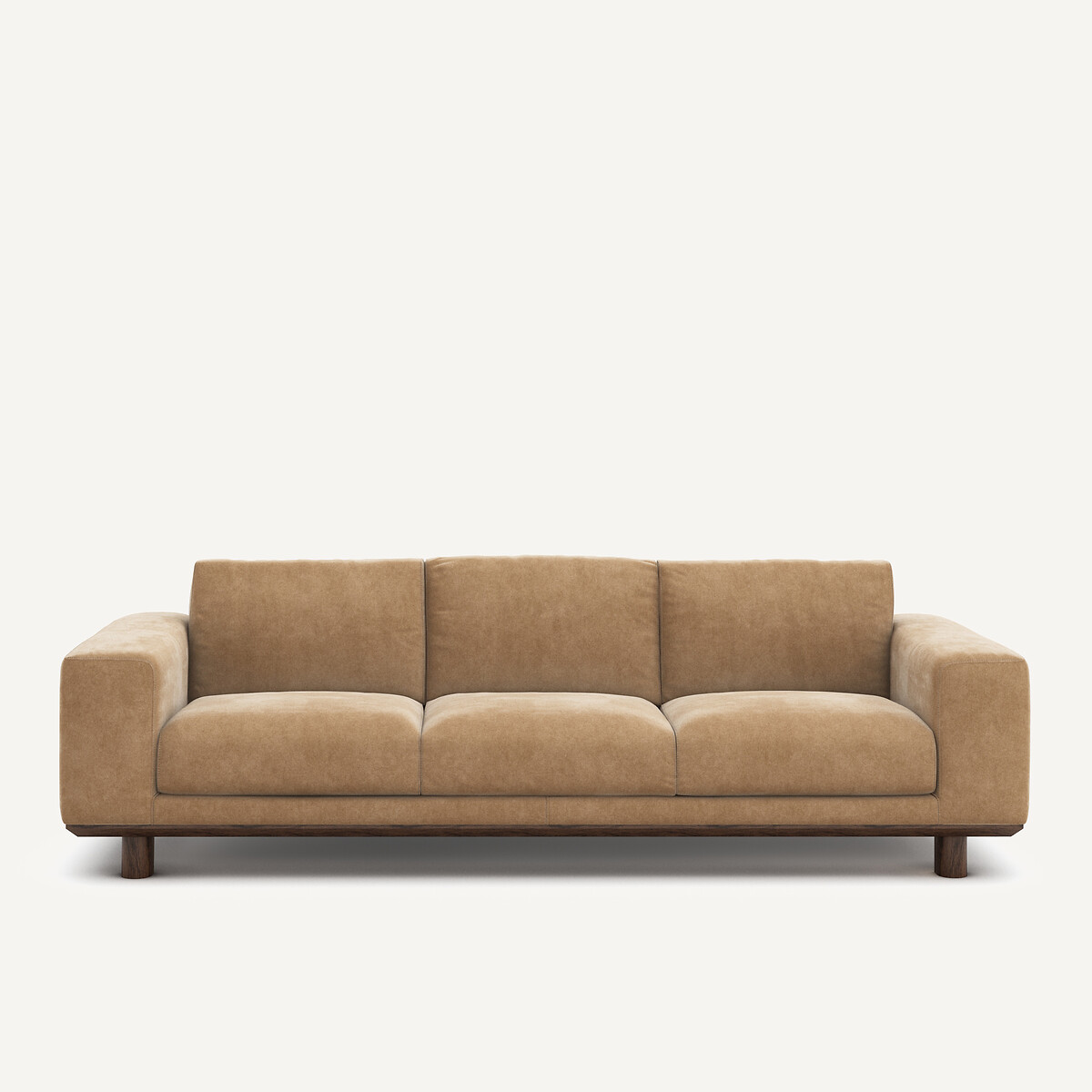 Canapé en velours stonewashed, CEREA ficelle, AM.PM