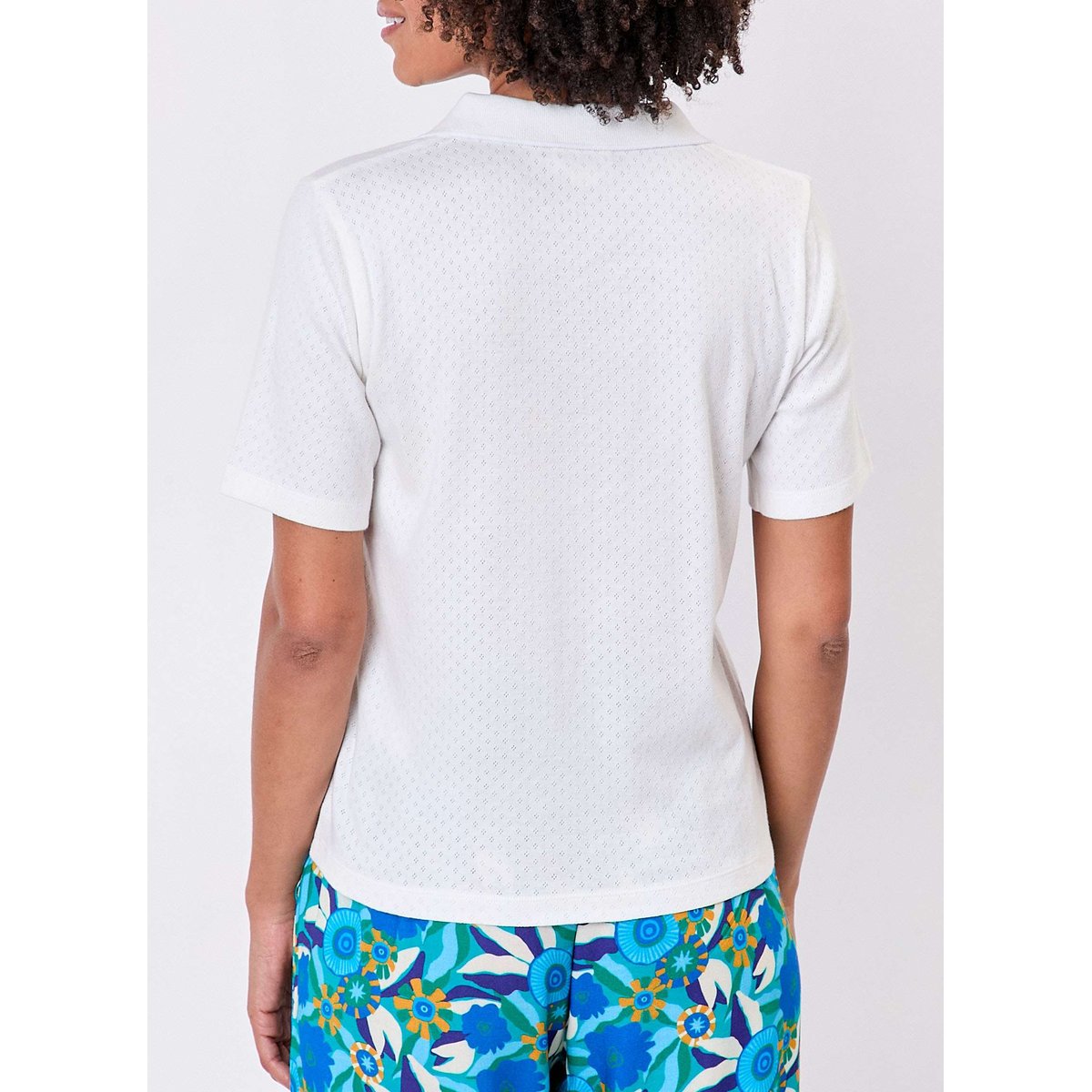 Polo coton bio pointelle ODETTE blanc odette, PRINCESSE NOMADE