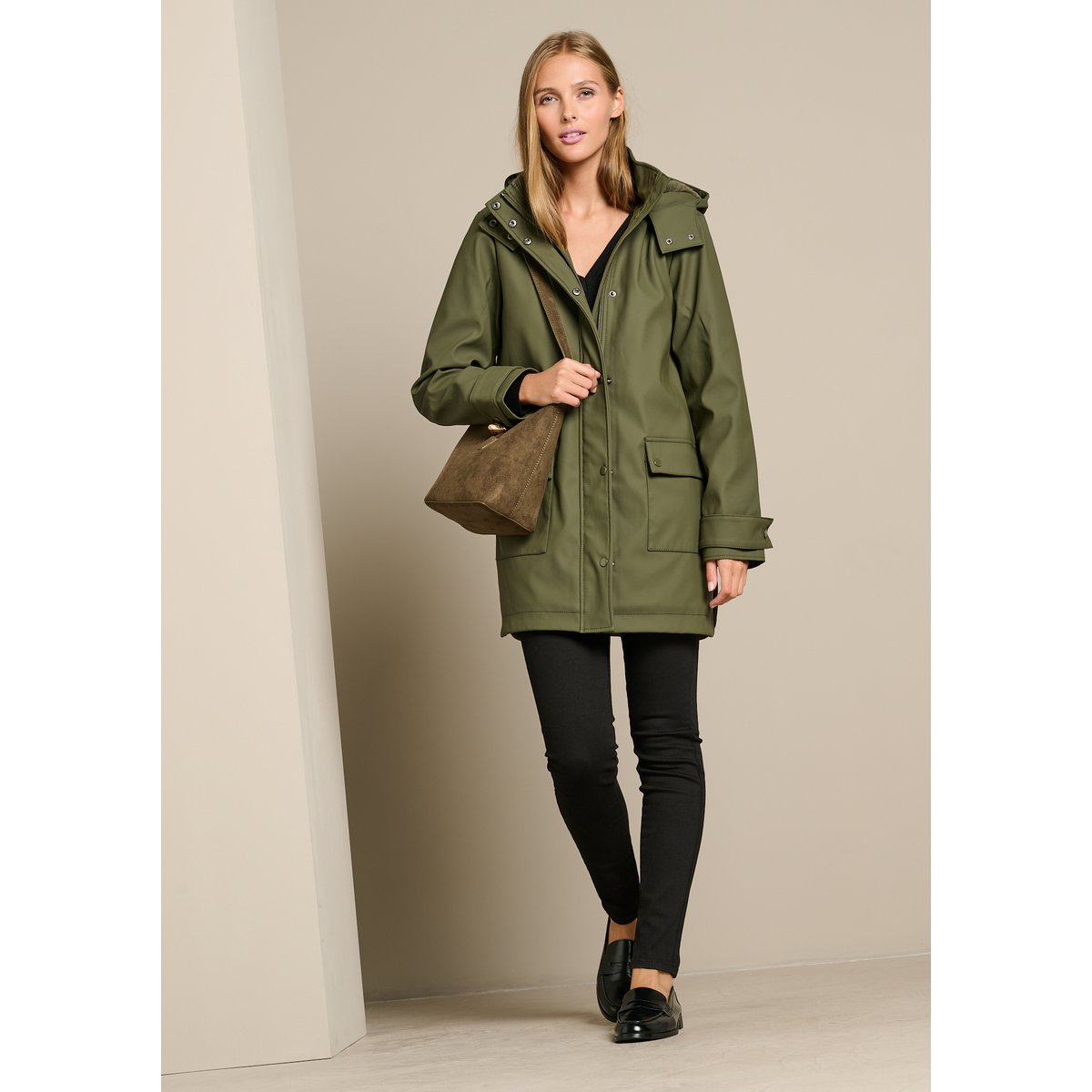 Parka doublée à capuche khaki, LOLALIZA