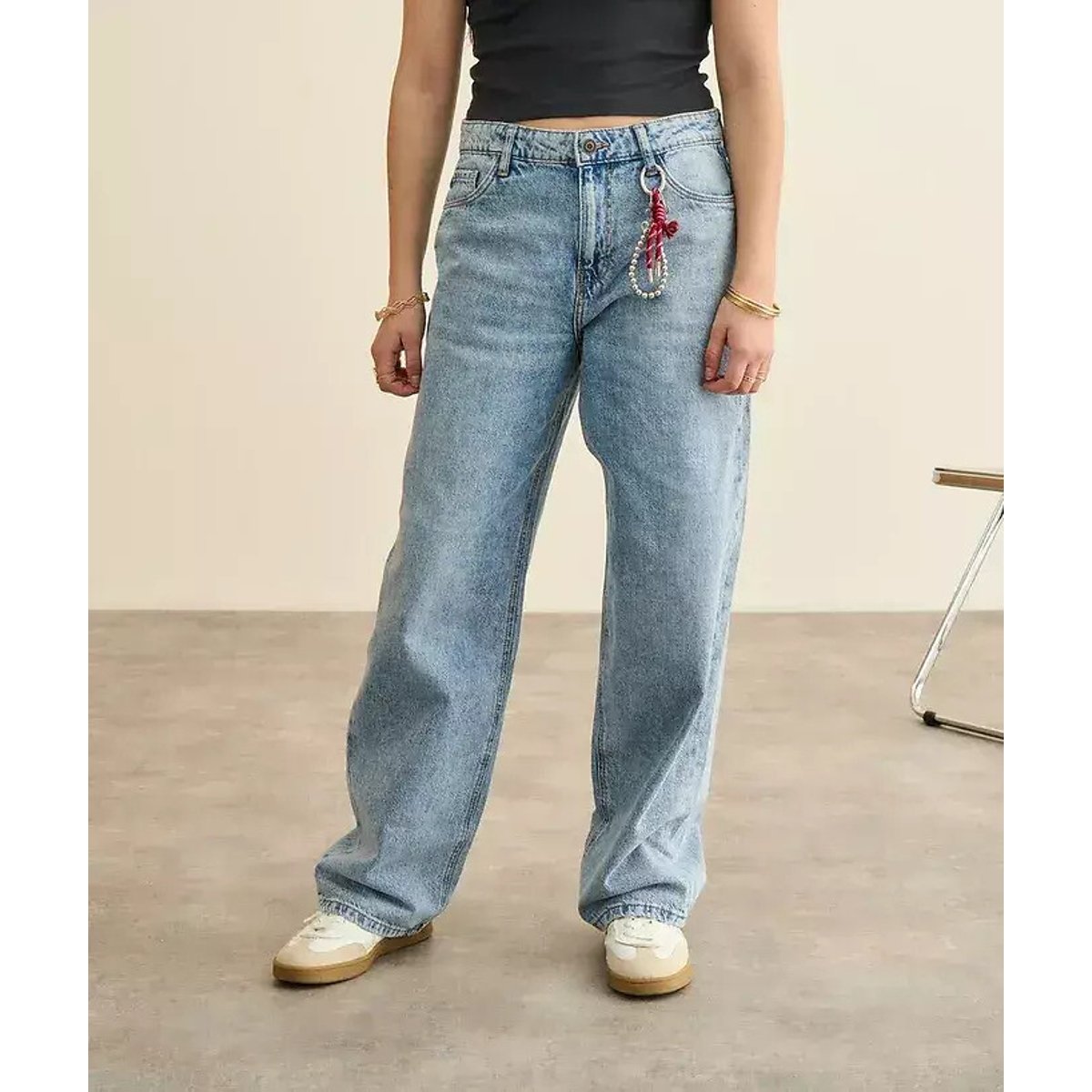 Jeans larghi a gamba larga denim blu , TAPE A L'OEIL