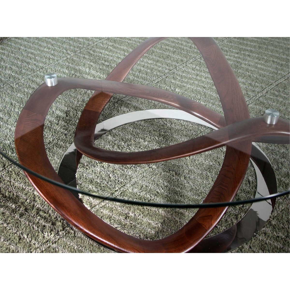 Table basse ronde en verre trempé, noyer et acier chromé noyer | verre | acier, ANGEL CERDA