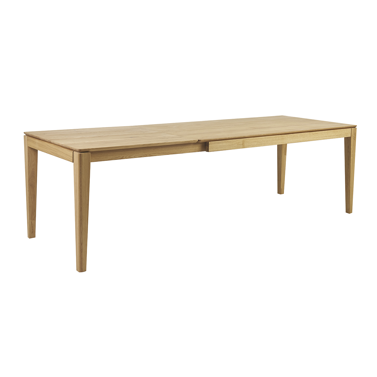 Table à manger rectangulaire extensible rallonge intégrée en bois clair chêne massif L160-245 cm NELYA bois brut, MILIBOO
