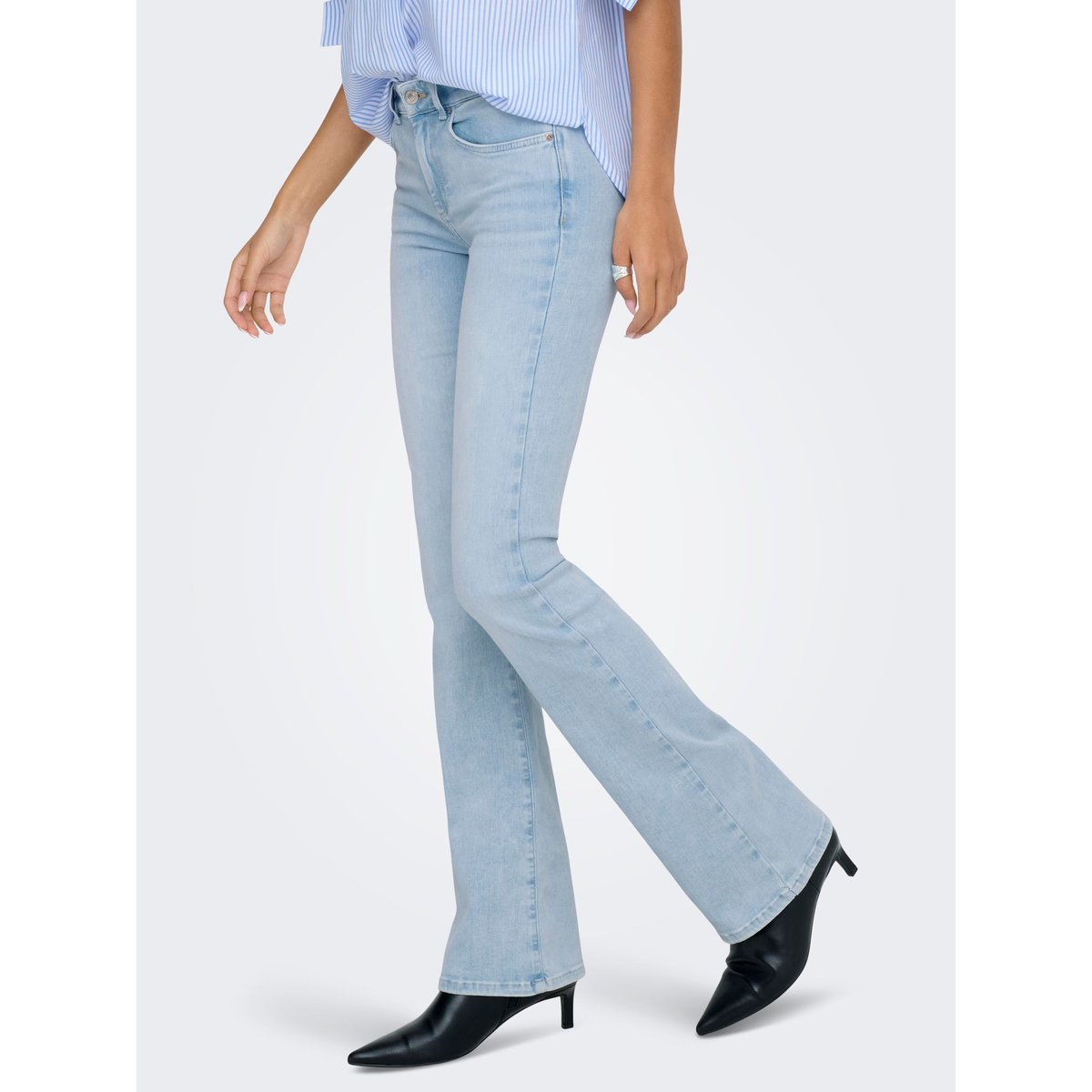 Jean Flared light blue bleached denim, ONLY