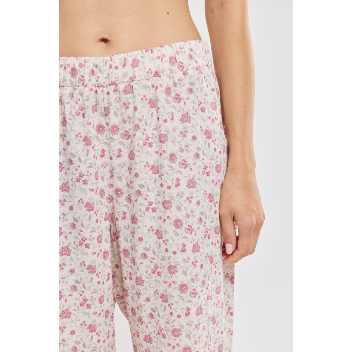 Pyjama fleuri en coton pivoine/nature/sari, ARMOR-LUX
