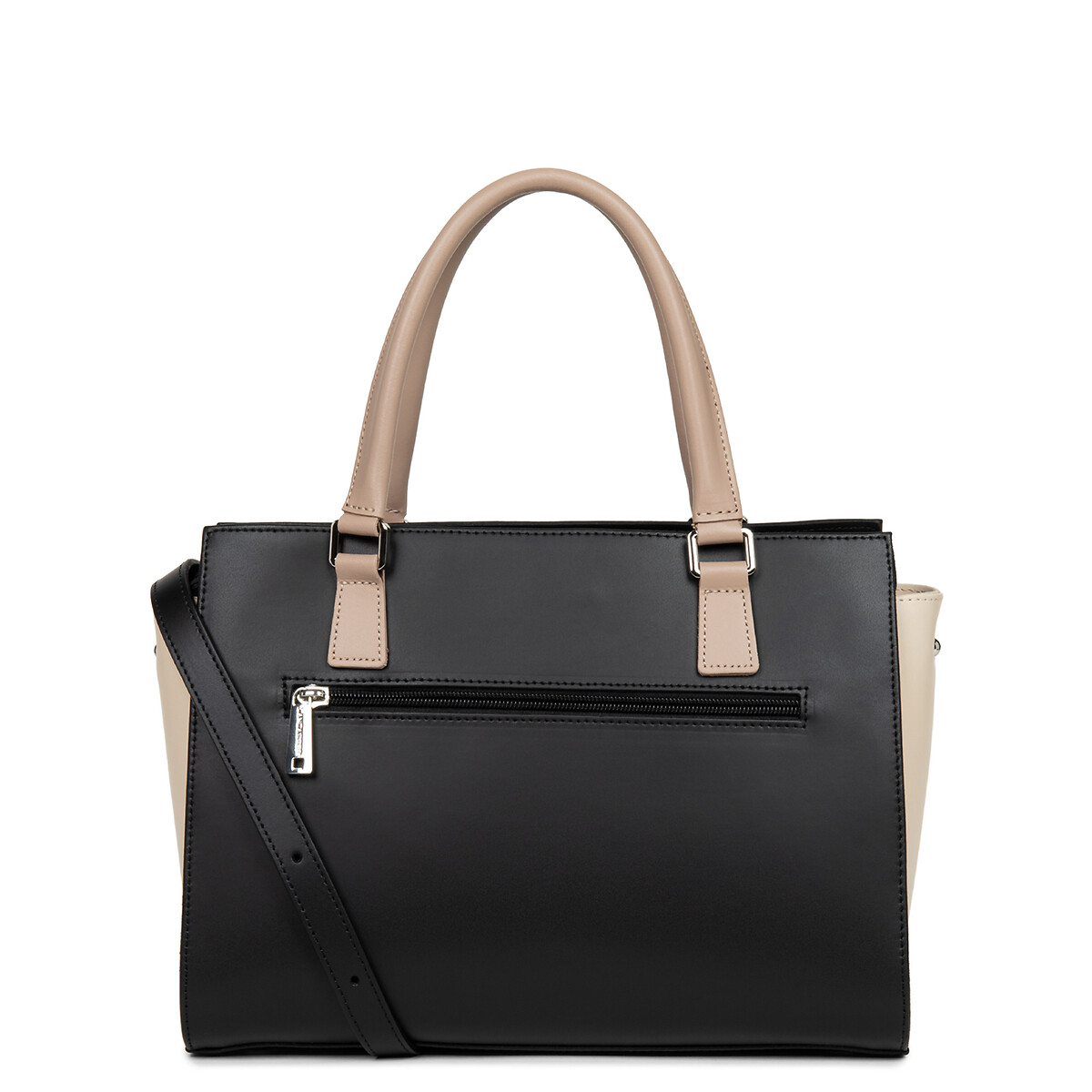 Petit sac cabas à main CONSTANCE noir/nude, LANCASTER