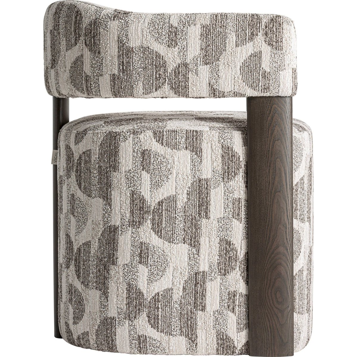 Chaise contemporaine à motifs imprimés gris imprimé et frêne brun, RECOLLECTION
