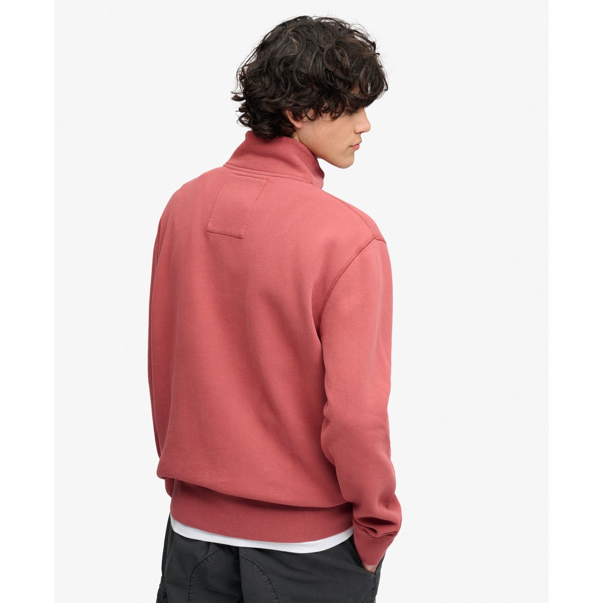 Sweatshirt Demi-Zip Ton sur Ton marron roux, SUPERDRY