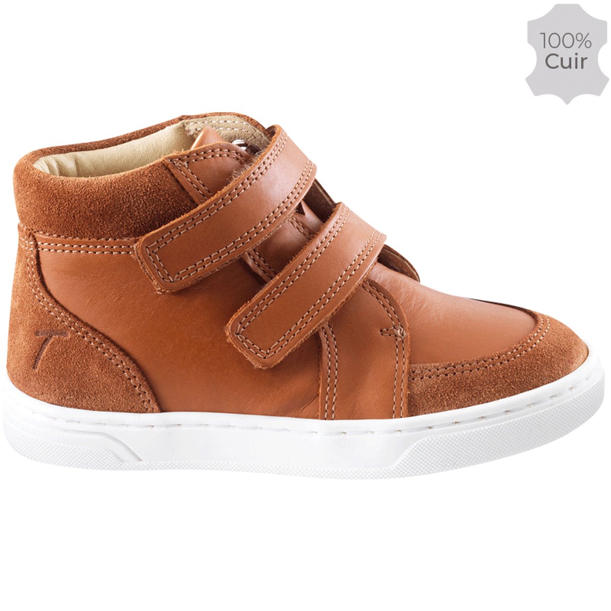 Baskets cuir enfant Sneacky marron, TICHOUPS