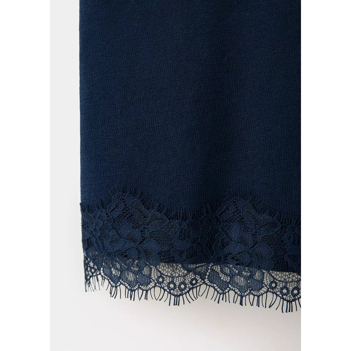 Top en maille bretelles en dentelle bleu marine, MANGO TEEN
