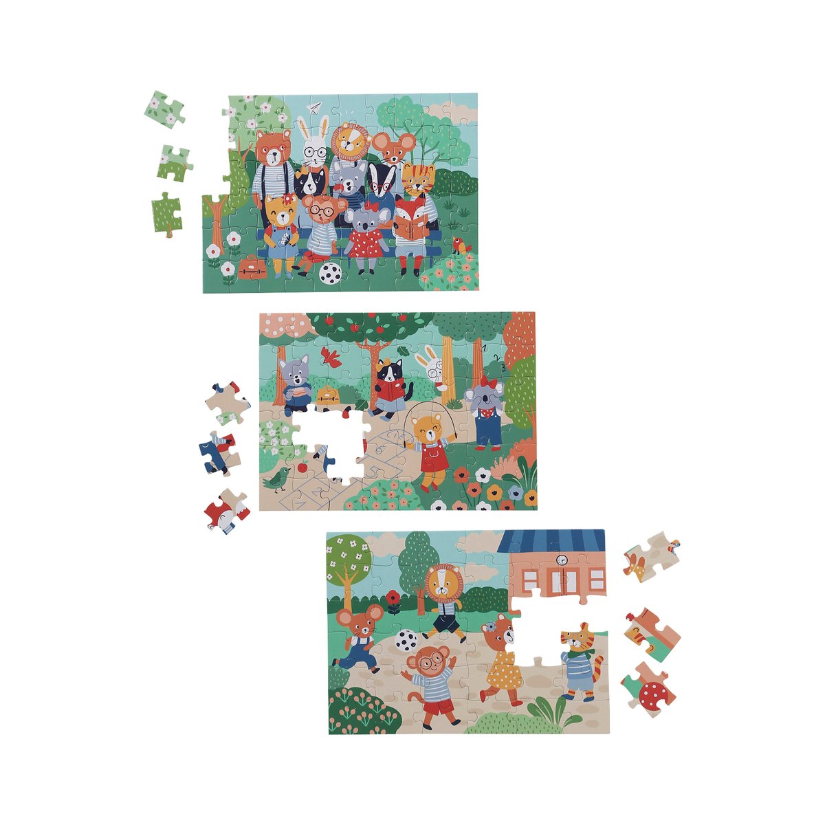 3 puzzles évolutifs 36 à 60 pièces en carton multicolore, VERTBAUDET