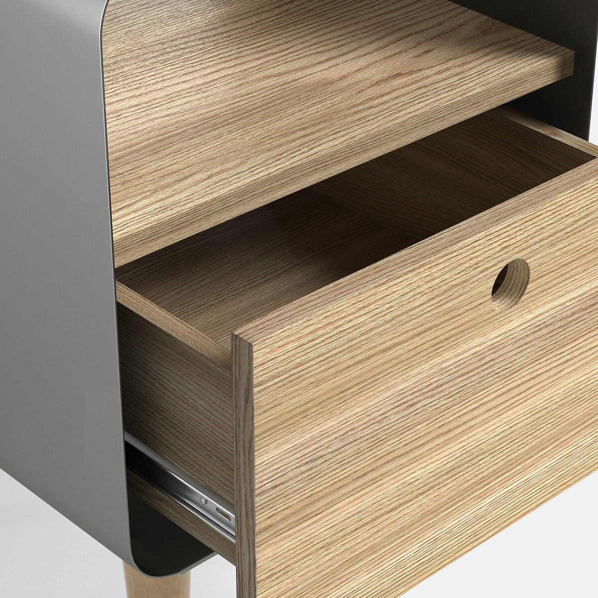 Chevet plaqué frêne et métal acier, Joris gris/bois, LA REDOUTE INTERIEURS
