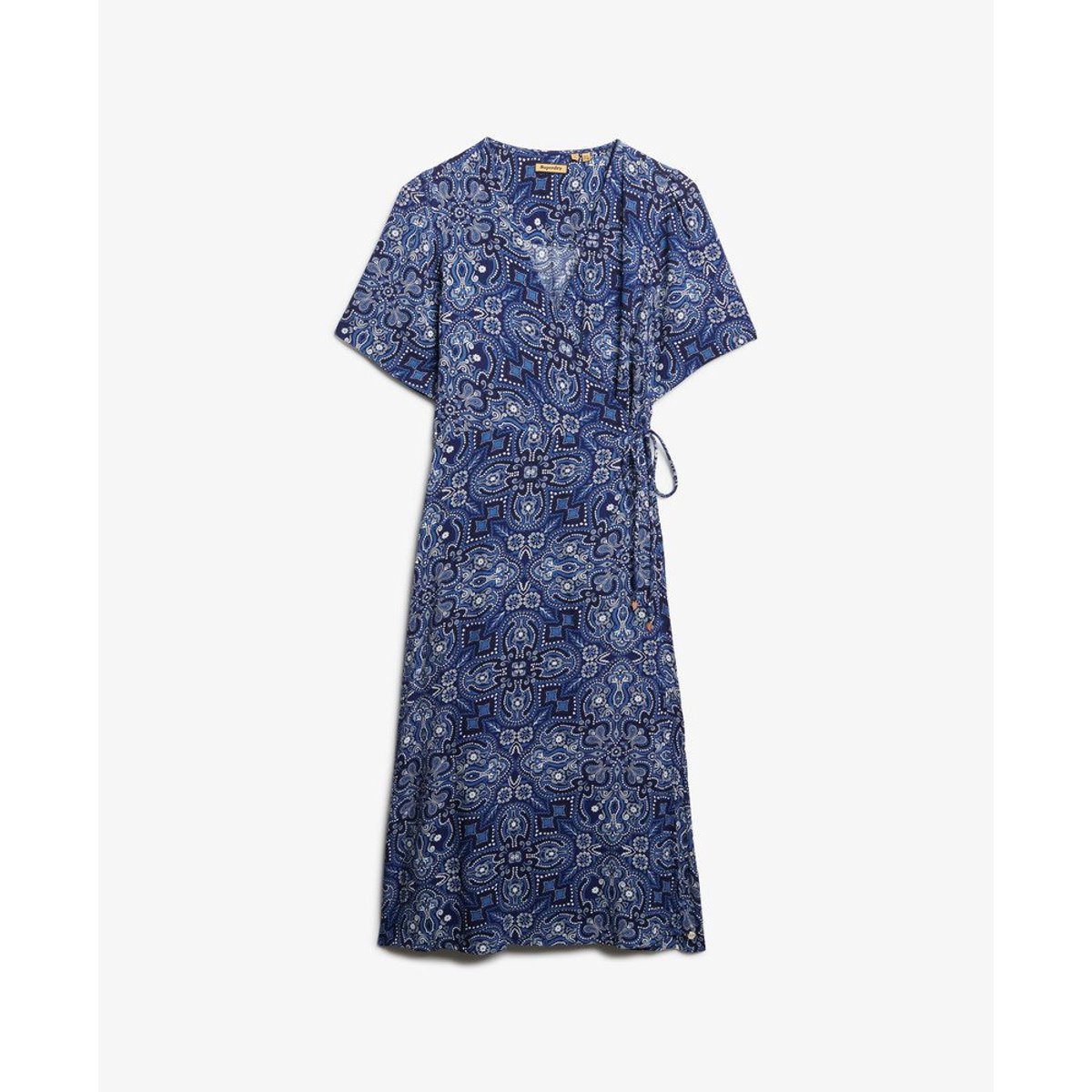 Robe Midi Portefeuille Imprimée cachemire bleu marine bandana, SUPERDRY