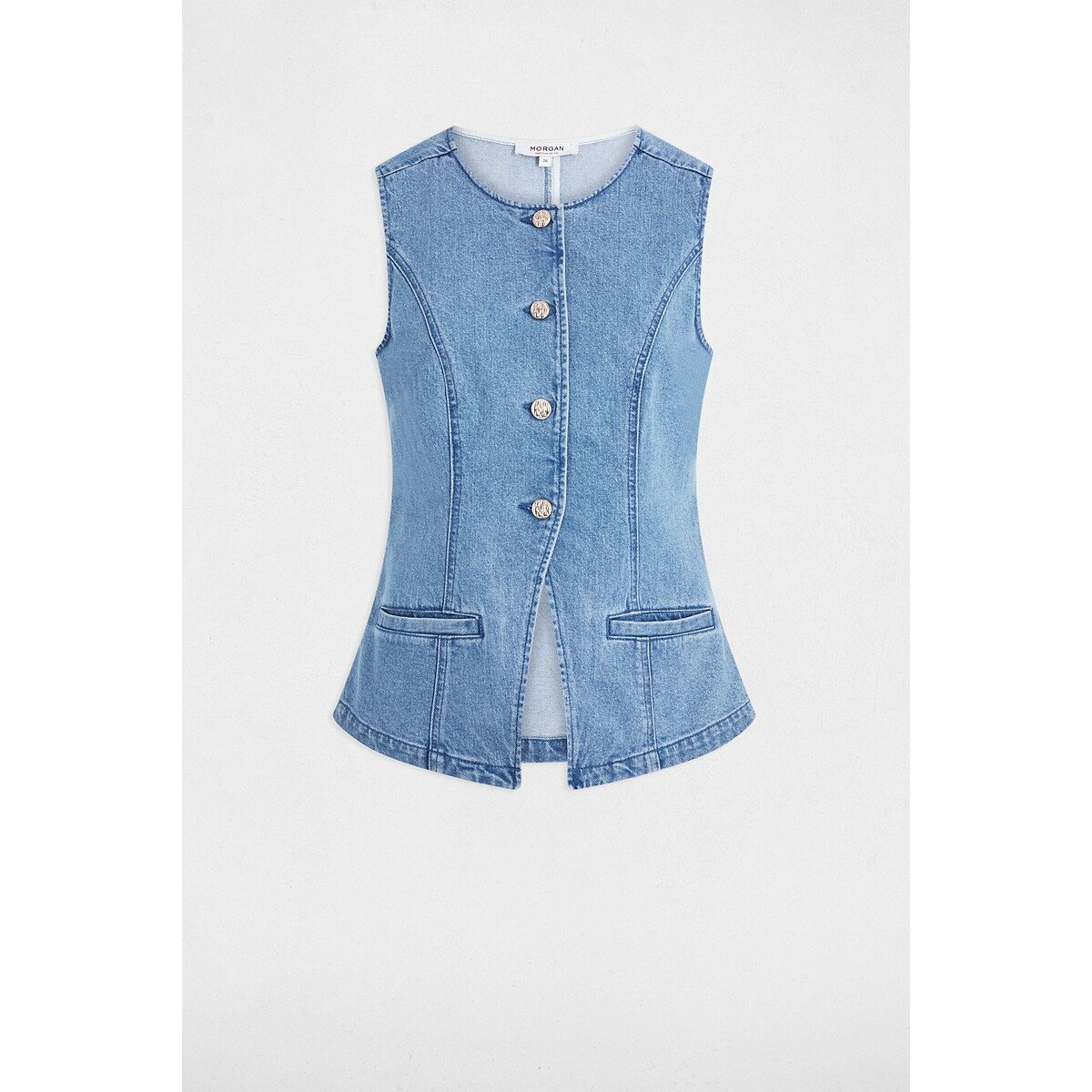Gilet jean sans manches denim stone, MORGAN