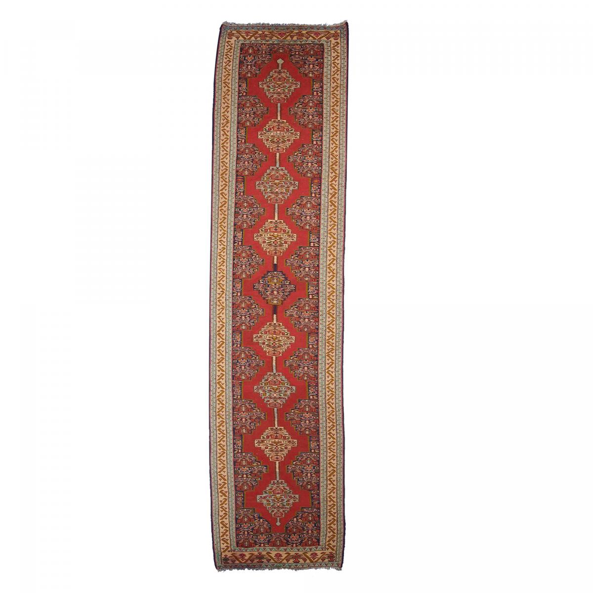 Authentique tapis d'Orient kilim fait main en laine SENNEH multicolore, UN AMOUR DE TAPIS