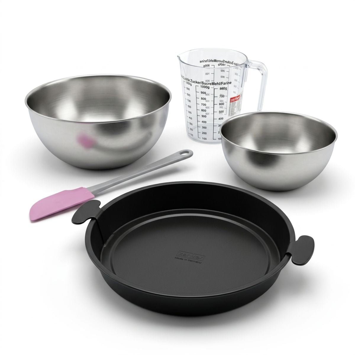 Set de 5 ustensiles de pâtisserie moule à quiche bol à mixer noir, ZENKER
