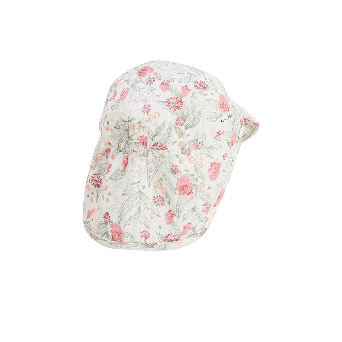 Casquette cache-cou bébé en gaze de coton Anaelle ecru, PETIT BEGUIN