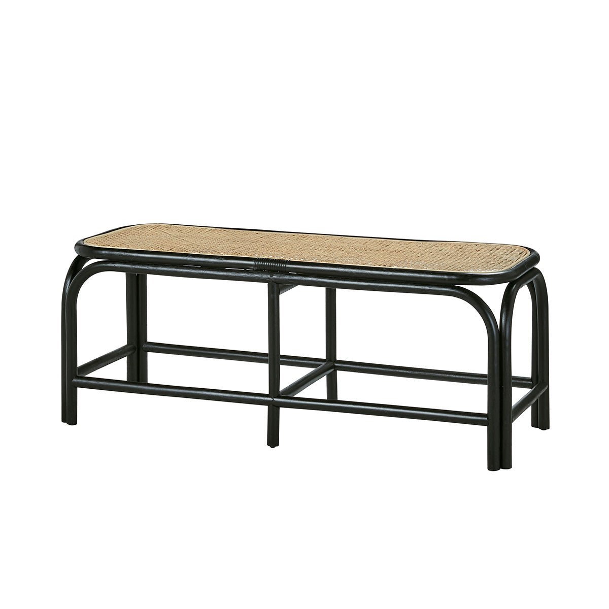 Banc en rotin et cannage 120 cm AVA noir, BERAH GETAH