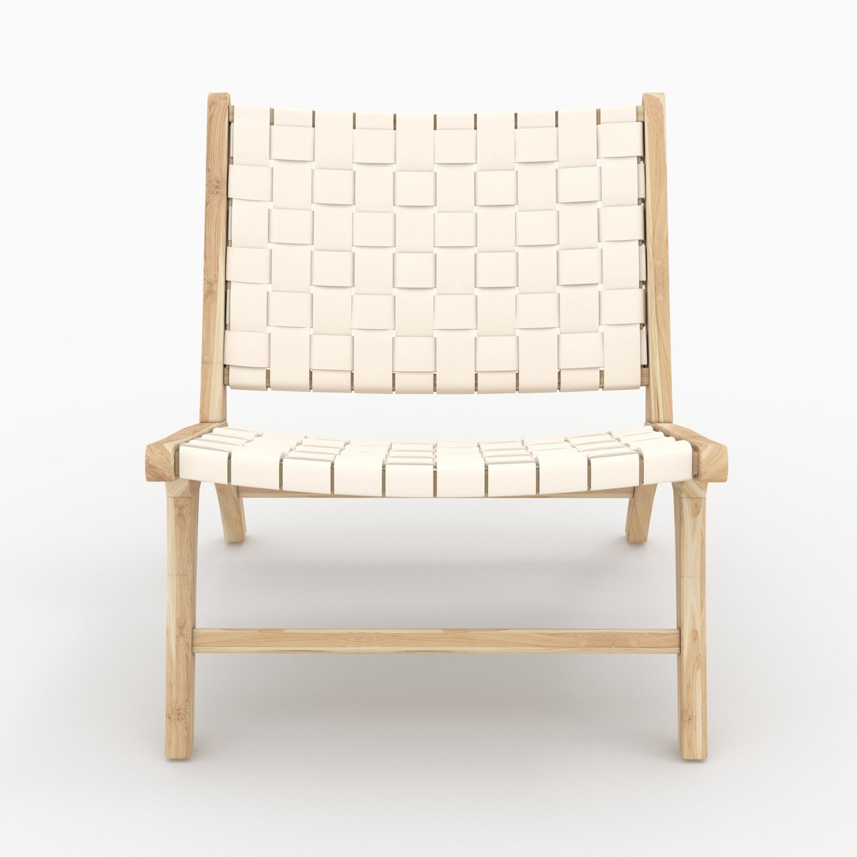 Fauteuil en teck et cuir - KUNA blanc, MAISON PAVANE